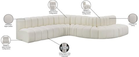 Briar Cream 170 Vegan Leather Upholstered Modular Sectional, 7-Piece