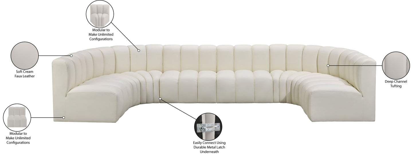 zara cream faux leather modular sofa s8a