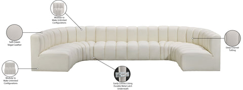 Briar Cream 150 Vegan Leather Upholstered Modular Sectional, 8-Piece