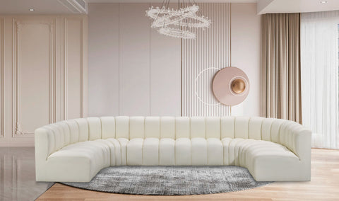 Briar Cream 150 Vegan Leather Upholstered Modular Sectional, 8-Piece