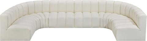 Briar Cream 150 Vegan Leather Upholstered Modular Sectional, 8-Piece