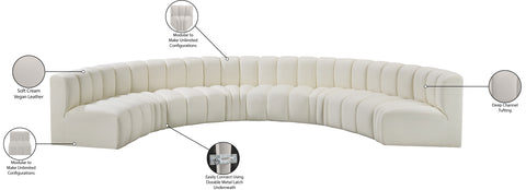 Briar Cream 162 Vegan Leather Upholstered Modular Sectional, 8-Piece