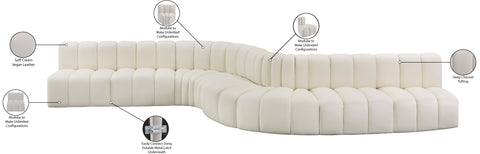 Briar Cream 197 Vegan Leather Upholstered Modular Sectional, 8-Piece