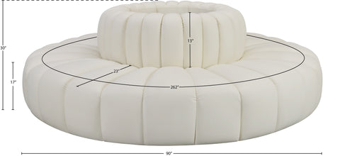 Briar Cream 90 Vegan Leather Upholstered Modular Sectional, 8-Piece