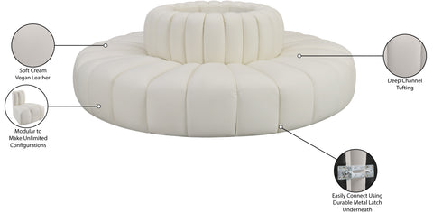Briar Cream 90 Vegan Leather Upholstered Modular Sectional, 8-Piece