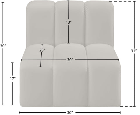 Briar Cream Vegan Leather Upholstered Modular Straight Chair, 1 Piece