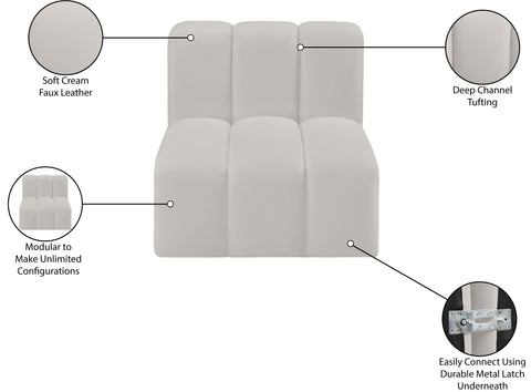 Briar Cream Vegan Leather Upholstered Modular Straight Chair, 1 Piece