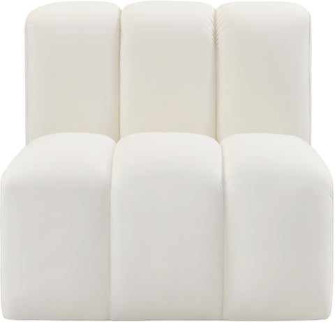 Briar Cream Vegan Leather Upholstered Modular Straight Chair, 1 Piece