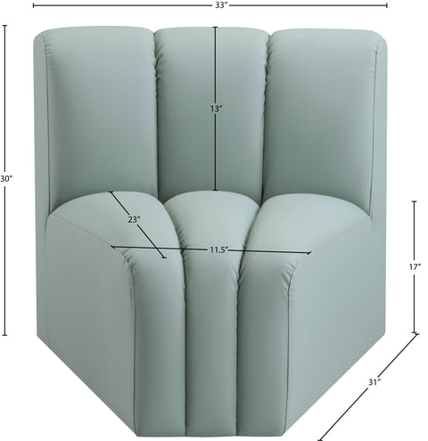 Yara Vegan Leather Upholstered Curved Corner Chair, 1 Piece