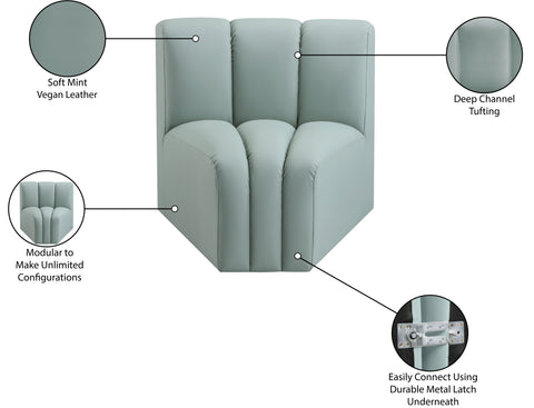 Yara Vegan Leather Upholstered Curved Corner Chair, 1 Piece