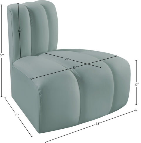Briar Mint Vegan Leather Upholstered Modular Reverse Corner Chair, 1 Piece