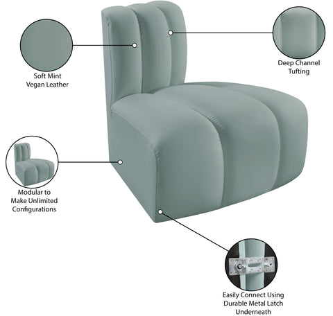 Briar Mint Vegan Leather Upholstered Modular Reverse Corner Chair, 1 Piece