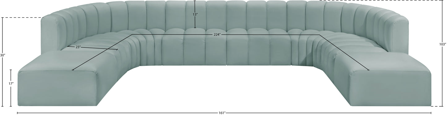 zara mint green faux leather modular sofa s10a