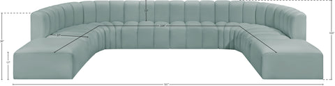 Yara 161" Vegan Leather Upholstered Sectional, 10-Piece
