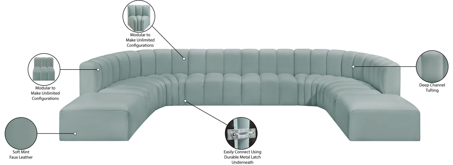 zara mint green faux leather modular sofa s10a