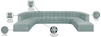 Zara Mint Green Faux Leather Modular Sofa S10A