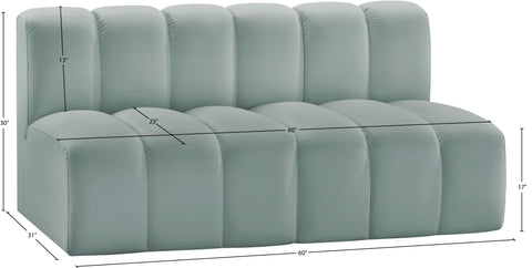 Briar 60 Mint Vegan Leather Upholstered Modular Sectional , 2-Piece (Style 1)