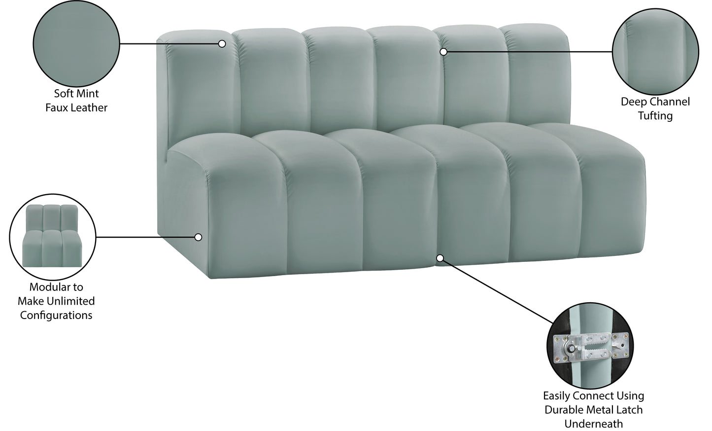 zara mint green faux leather modular sofa s2a