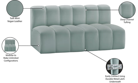 Briar 60 Mint Vegan Leather Upholstered Modular Sectional , 2-Piece (Style 1)