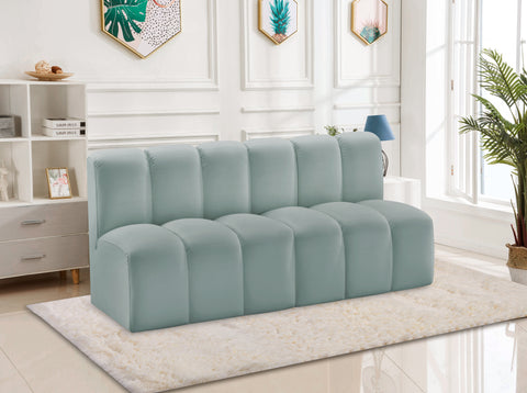 Briar 60 Mint Vegan Leather Upholstered Modular Sectional , 2-Piece (Style 1)