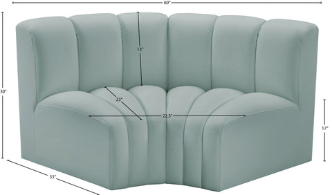 Briar 60 Mint Vegan Leather Upholstered Modular Sectional , 2-Piece (Style 2)
