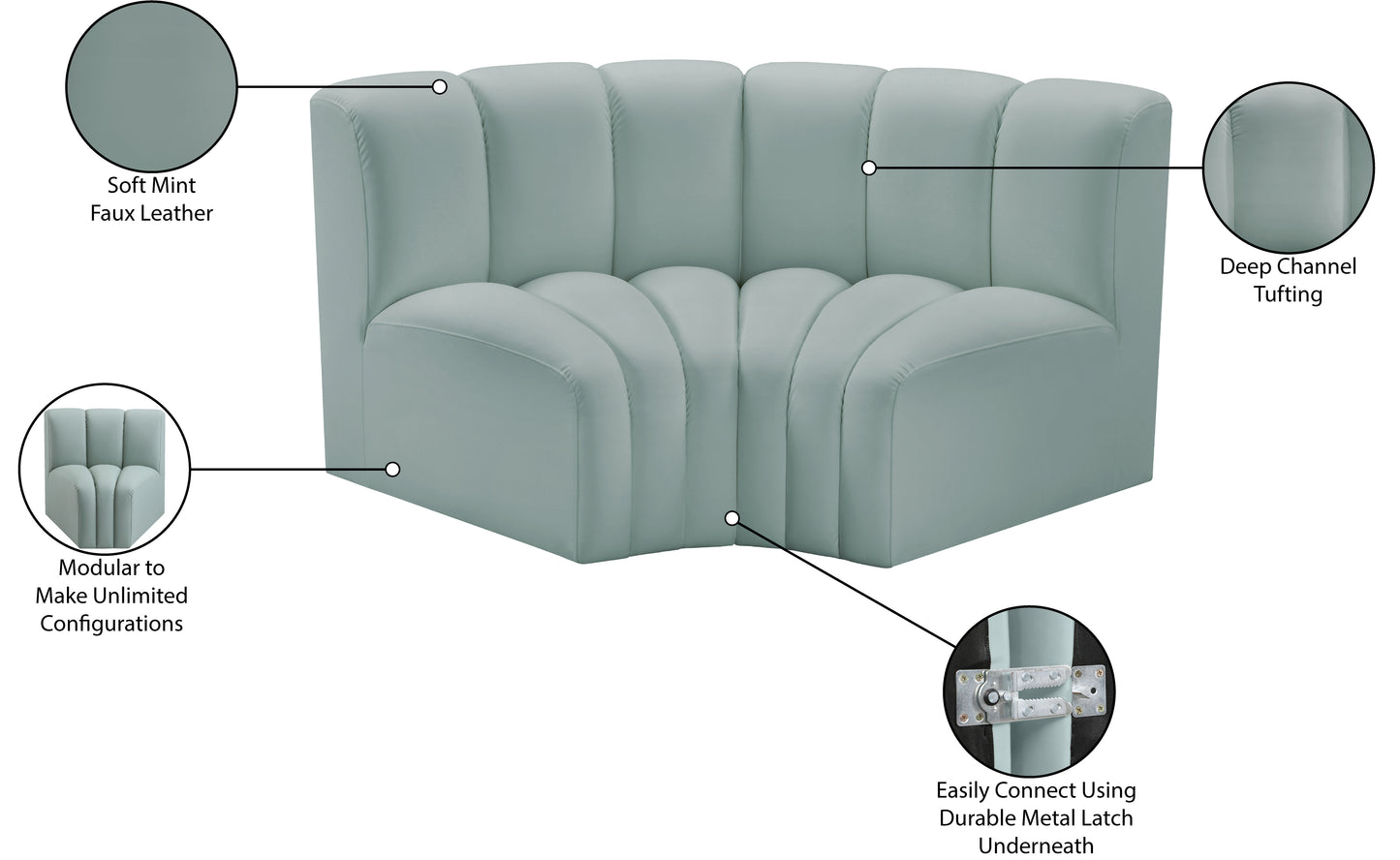 zara mint green faux leather modular sofa s2b