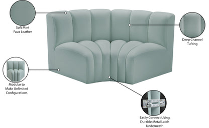 Zara Mint Green Faux Leather Modular Sofa S2B