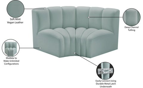 Briar 60 Mint Vegan Leather Upholstered Modular Sectional , 2-Piece (Style 2)