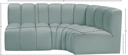 Zara Mint Green Faux Leather Modular Sofa S3A