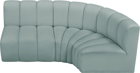 Briar 84 Mint Vegan Leather Upholstered Modular Sectional, 3-Piece