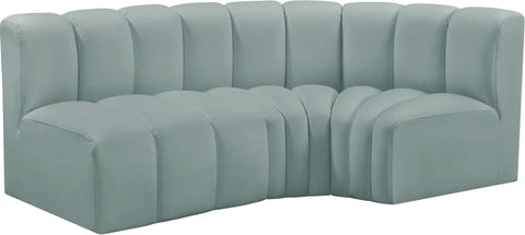 Briar 84 Mint Vegan Leather Upholstered Modular Sectional, 3-Piece
