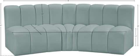 Briar 86 Mint Vegan Leather Upholstered Modular Sectional, 3-Piece