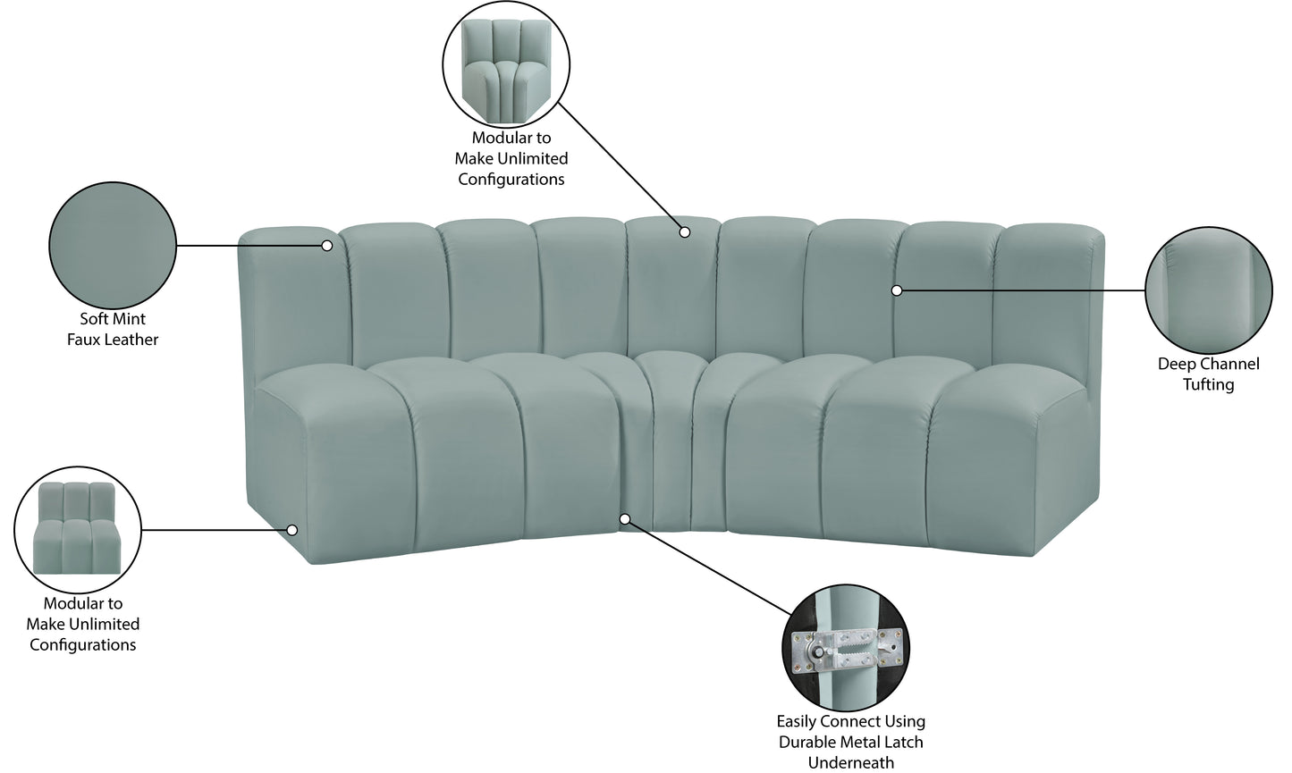 zara mint green faux leather modular sofa s3b