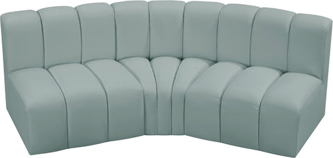 Briar 86 Mint Vegan Leather Upholstered Modular Sectional, 3-Piece