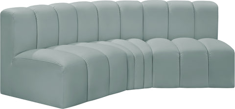 Briar 86 Mint Vegan Leather Upholstered Modular Sectional, 3-Piece