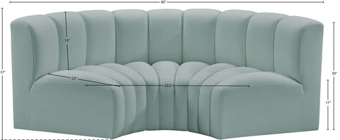 Briar 80 Mint Vegan Leather Upholstered Modular Sectional, 3-Piece