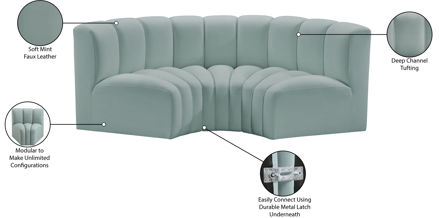 zara mint green faux leather modular sofa s3c