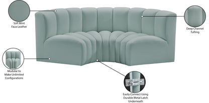 Zara Mint Green Faux Leather Modular Sofa S3C