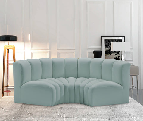 Briar 80 Mint Vegan Leather Upholstered Modular Sectional, 3-Piece