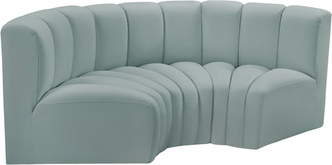 Briar 80 Mint Vegan Leather Upholstered Modular Sectional, 3-Piece