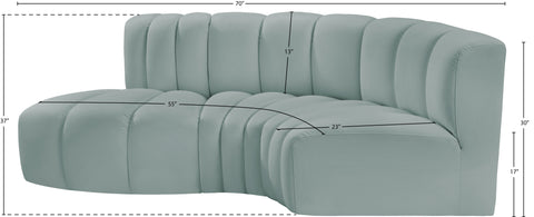 Briar 70 Mint Vegan Leather Upholstered Modular Sectional, 3-Piece