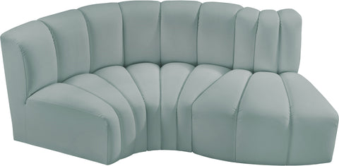 Briar 70 Mint Vegan Leather Upholstered Modular Sectional, 3-Piece