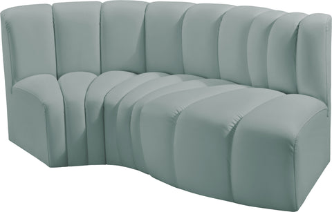 Briar 70 Mint Vegan Leather Upholstered Modular Sectional, 3-Piece