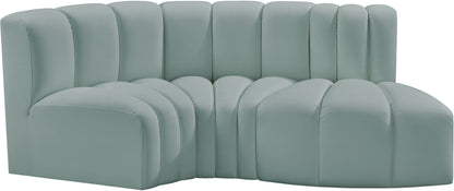 Zara Mint Green Faux Leather Modular Sofa S3D