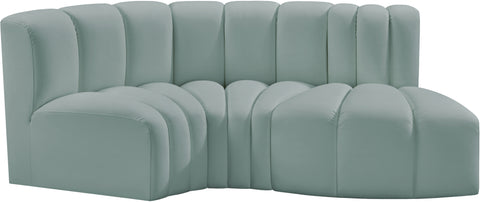 Briar 70 Mint Vegan Leather Upholstered Modular Sectional, 3-Piece