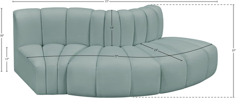 Briar 77 Mint Vegan Leather Upholstered Modular Sectional, 3-Piece