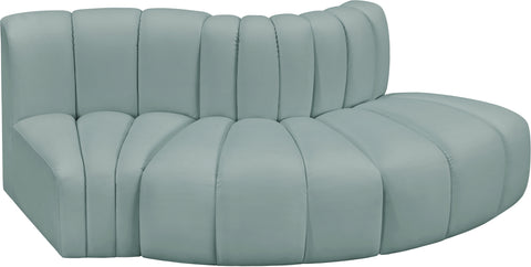 Briar 77 Mint Vegan Leather Upholstered Modular Sectional, 3-Piece