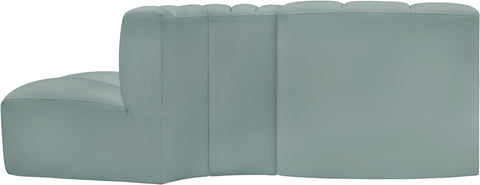 Briar 77 Mint Vegan Leather Upholstered Modular Sectional, 3-Piece