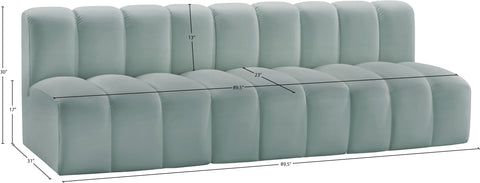 Briar 89.5 Mint Vegan Leather Upholstered Modular Sectional, 3-Piece