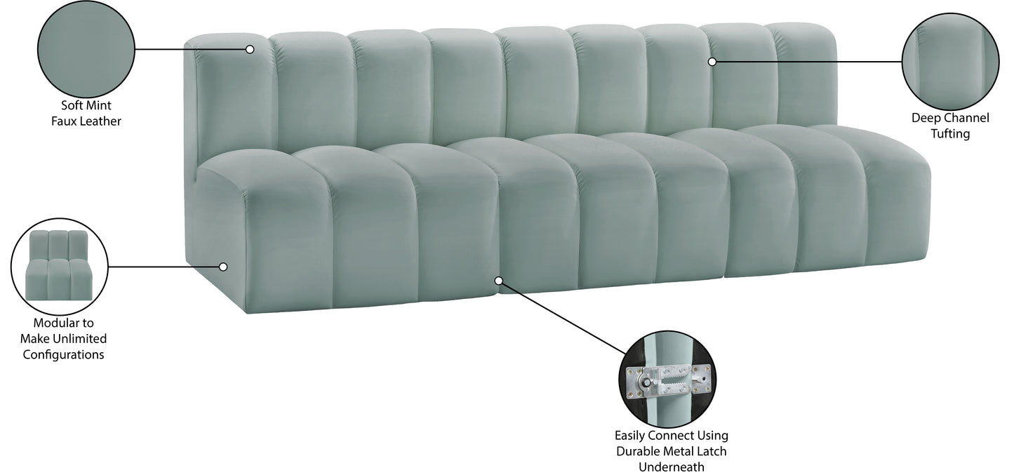 zara mint green faux leather modular sofa s3f